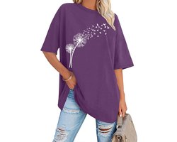 Hohololo Oversize shirt dames paardenbloem T-shirt zomer oversized breedte korte mouwen