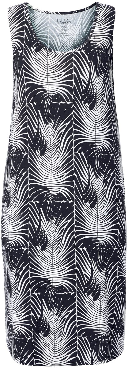Ulla Popken - Dames - Mini-jurk A-lijn ronde hals mouwloos zakken - Zwart - Maat 42+