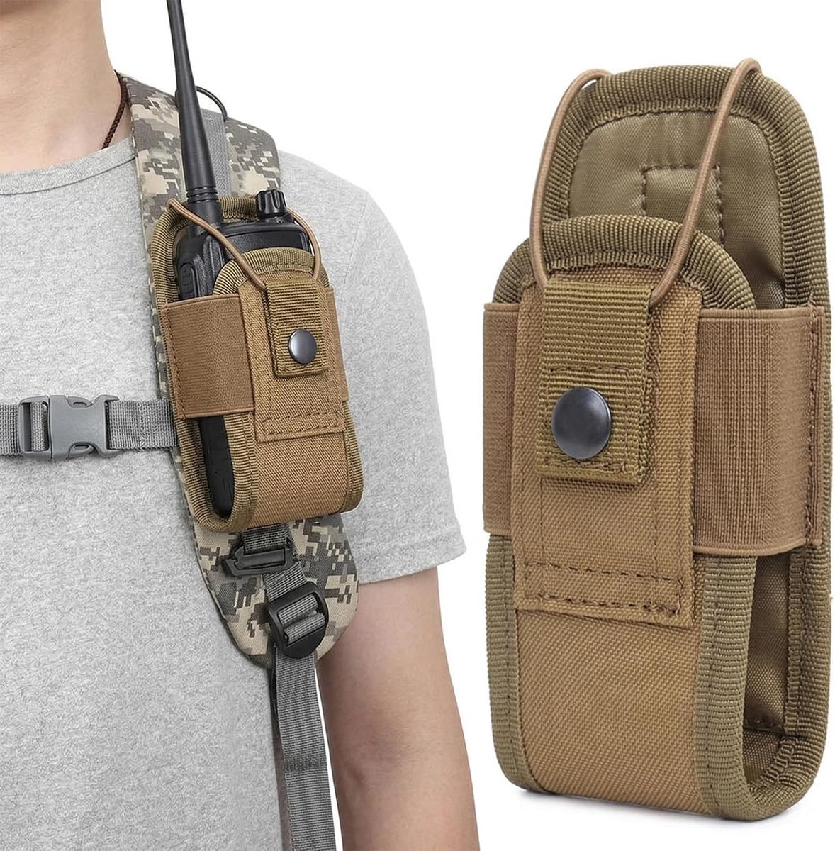 1x tactische intercomtas, radiohouder voor walkietalkie, opbergtas voor intercom, walkietalkietas, houder voor walkietalkie, voor walkietalkie, aardgeel