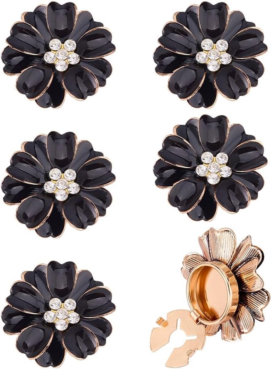 Knopen 3,2 cm hart bloemen knoophulzen wit email elegante dames manchetknopen strass knopen sieraden clip legering afneembare knopen voor jurk jassen decoratie