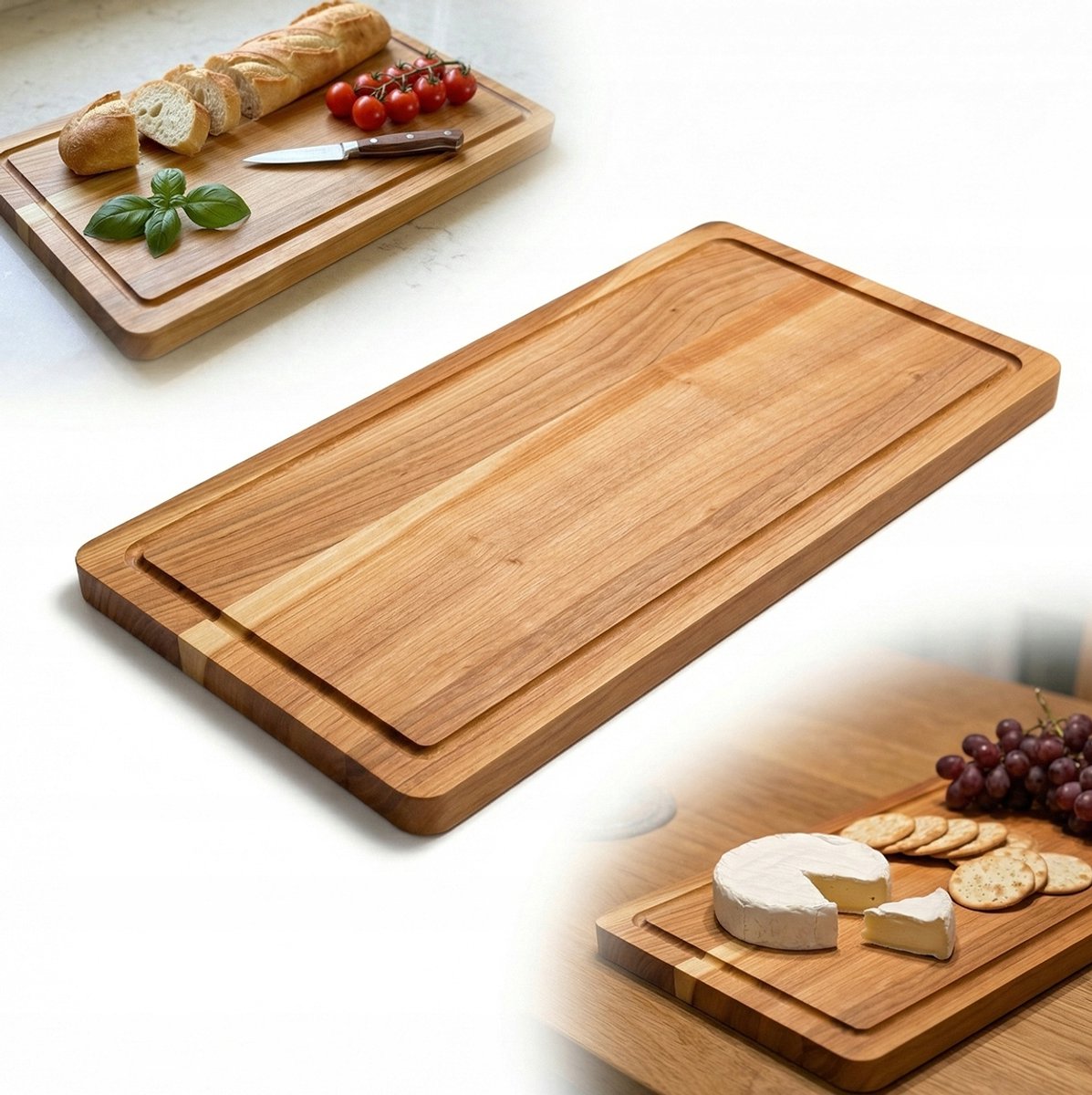 Exclusieve kersenhouten snijplank 48x24x2cm met sapgeul