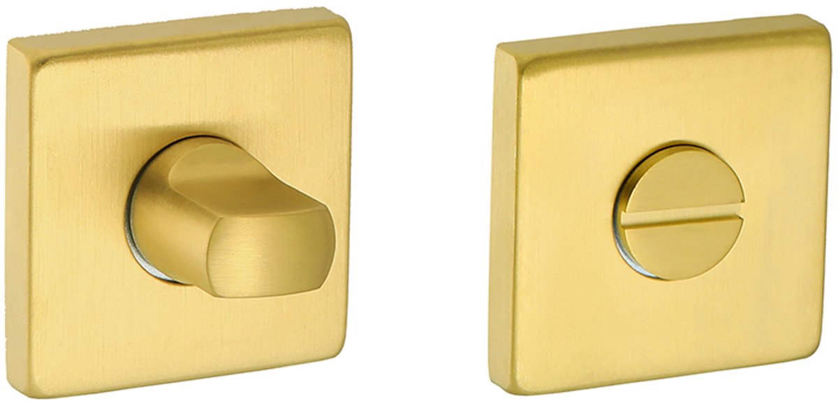 Rozet met toilet / badkamersluiting vierkant 53x53x8,9mm geborsteld messing PVD gecoat