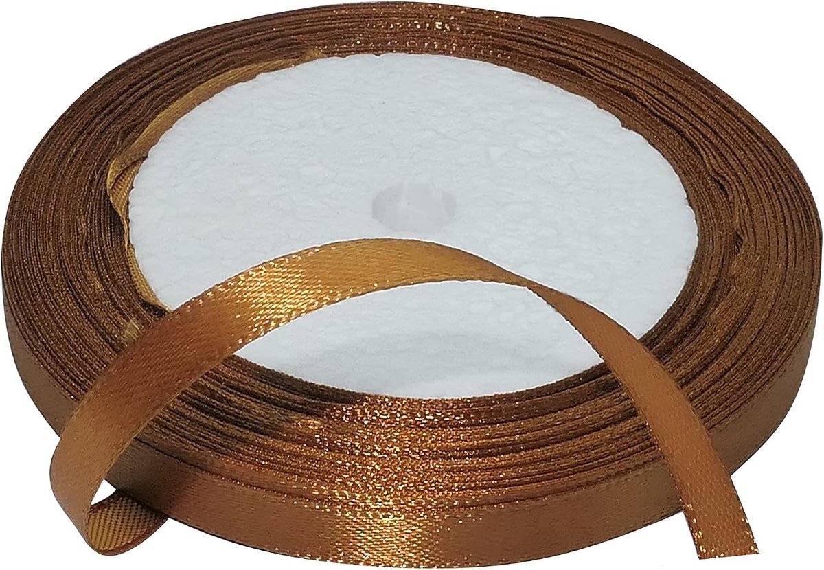 - C50495 - Satijnen lint decoratief glanzend - 6 mm x 22 meter - licht kastanje - creatieve projecten naaikunst geschenkverpakking voor verjaardagsfeest