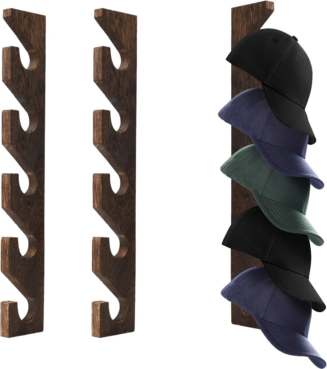 2 stuks hoedenrek voor honkbalpetten, aan de muur gemonteerde honkbalhoed organisator hoedenhouder muur verticale hoedenrek honkbalpet houder hoed hanger hoed opslag caps display voor kastdeur