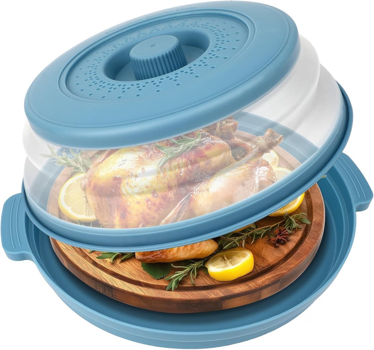 Splatter Cover geventileerd voor voedsel, inklapbare spatbescherming & vergiet keuken gadget voor fruit groenten, magnetron deksel met handvat lade, vaatwasmachinebestendig BPA-vrij
