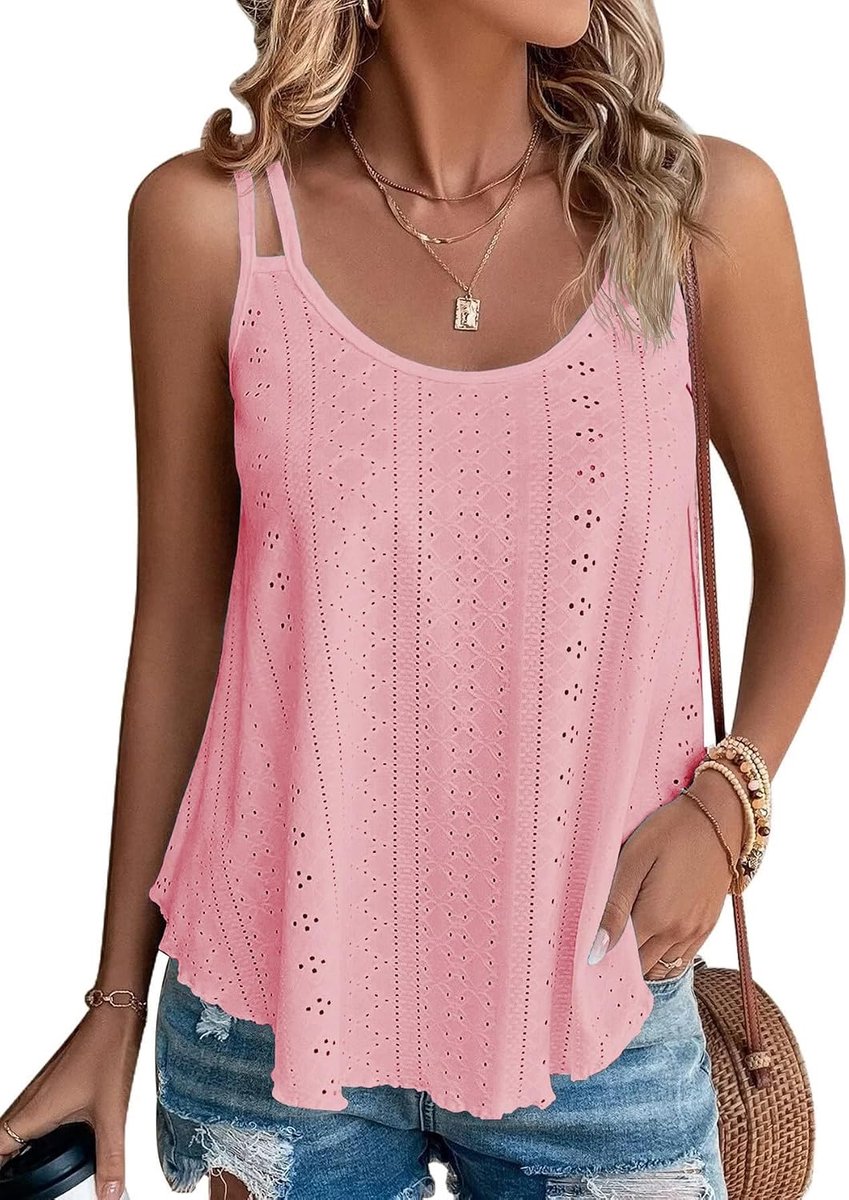 Tanktop, sexy zomertop voor dames, mouwloos T-shirt, spaghetti cami bovenstuk, zomermode, shirt met ronde hals, blouses, basic tops