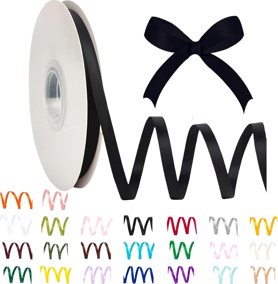 Lint 6 mm polyester satiin lint, 91 meter voor geschenkverpakking, doe-het-zelf kunst en ambachten, geschenkverpakking, ballonnen, strikken, huwelijksdecoraties