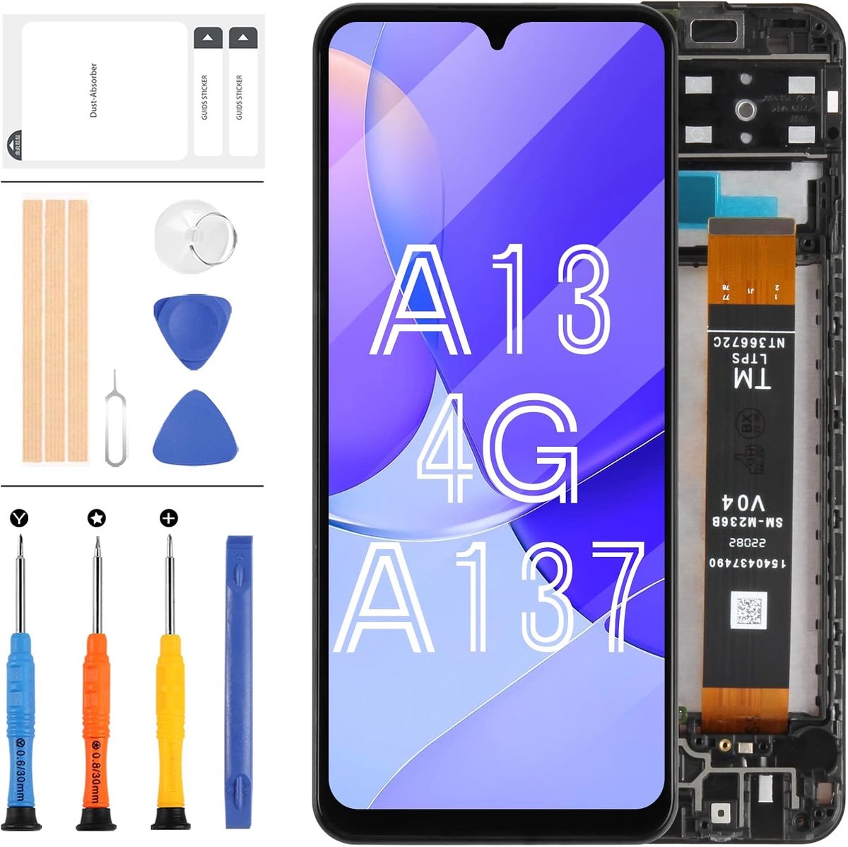 LCD-scherm voor Samsung Galaxy A13 SM-A137, vervanging voor SM-A137F SM-A137F/DSN LCD-display, touchscreen, digitizer, montage, zwart met frame (niet geschikt voor A13 5G)