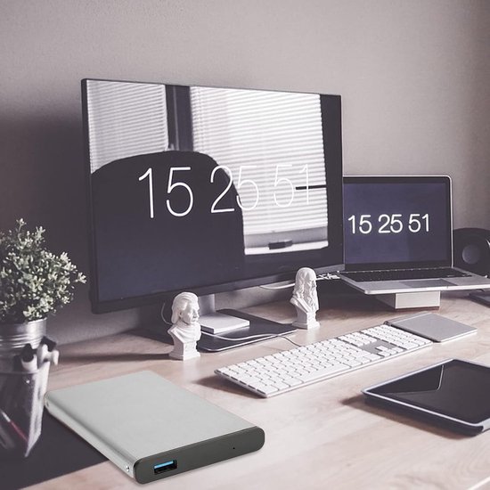 Externe Harde Schijf, Usb3.0 Externe Harde Schijf Platte Docking Station 6gbps Snelle Overdracht Plug and Play Ssd Hard Disk Box voor I II III Generatie (Zilver) — afbeelding 2