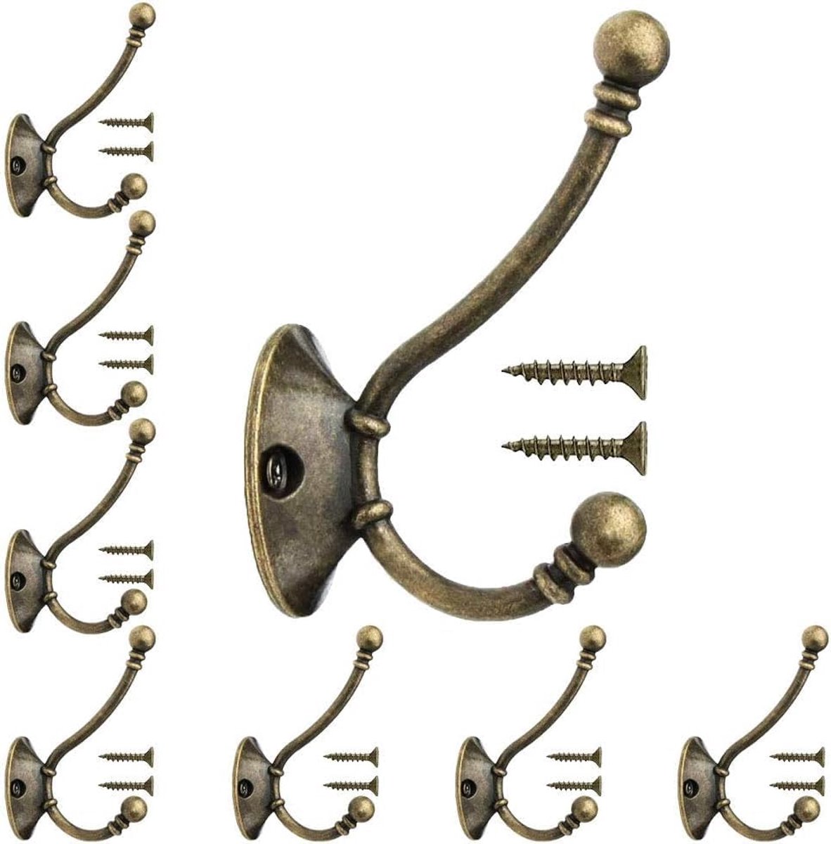 8 stuks kledinghaken vintage garderobehaken