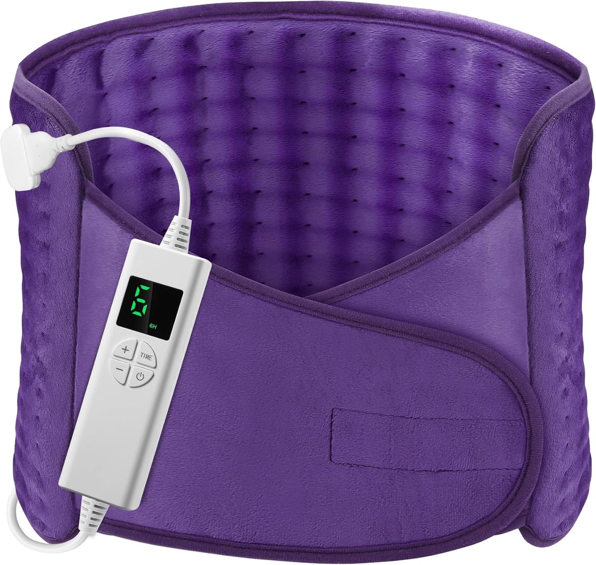 Verwarmkussen OneAmg 126x30cm Verwarmde Riem voor Rug 6 Warmteniveaus & Automatische Uitschakeling Wasbaar Velcro-Riem voor Nek, Rug & Buik Paars