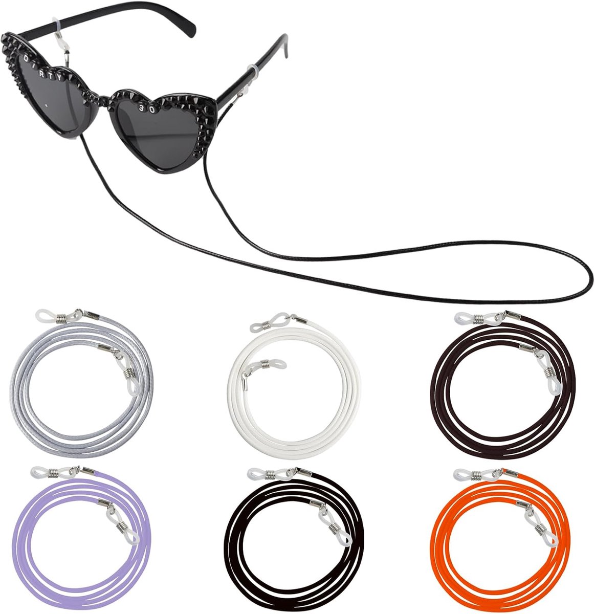 6 stuks brillenriem, brillenhouder, praktische brillenhouders om de hals voor kinderen, mannen, vrouwen, brillenriem, stijlvolle ketting, decoratieve accessoires (6 kleuren)