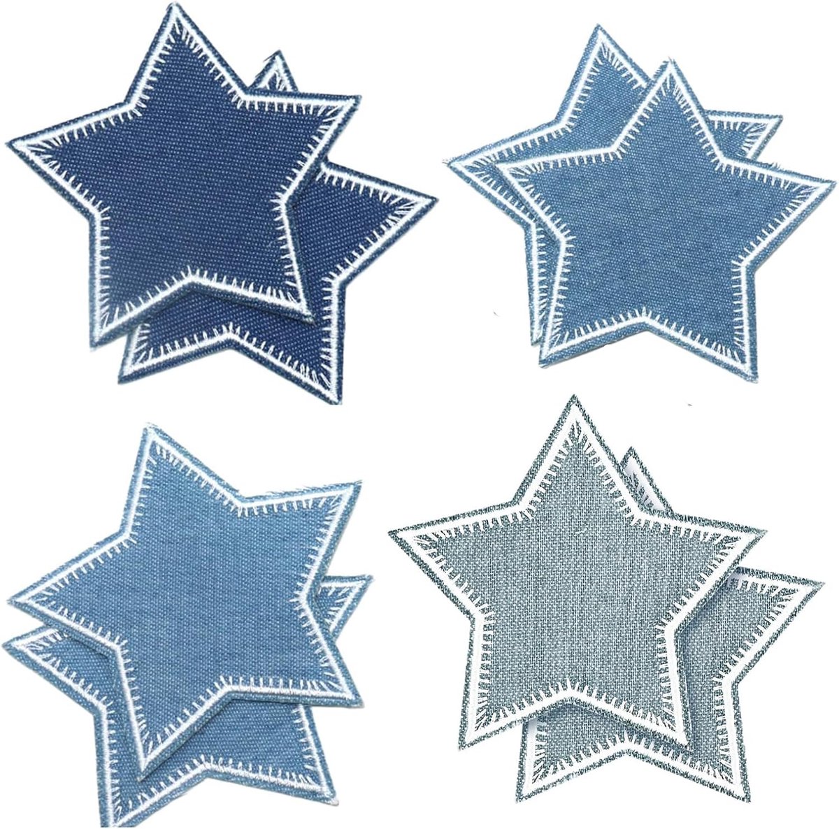 Patches voor kleding, 8 stuks opstrijkbare patches voor kleding, denimpatches voor jeansreparatie, blauwe geborduurde stoffen modefixes, voor kleding, jassen, hoeden, tassen, doe-het-zelf