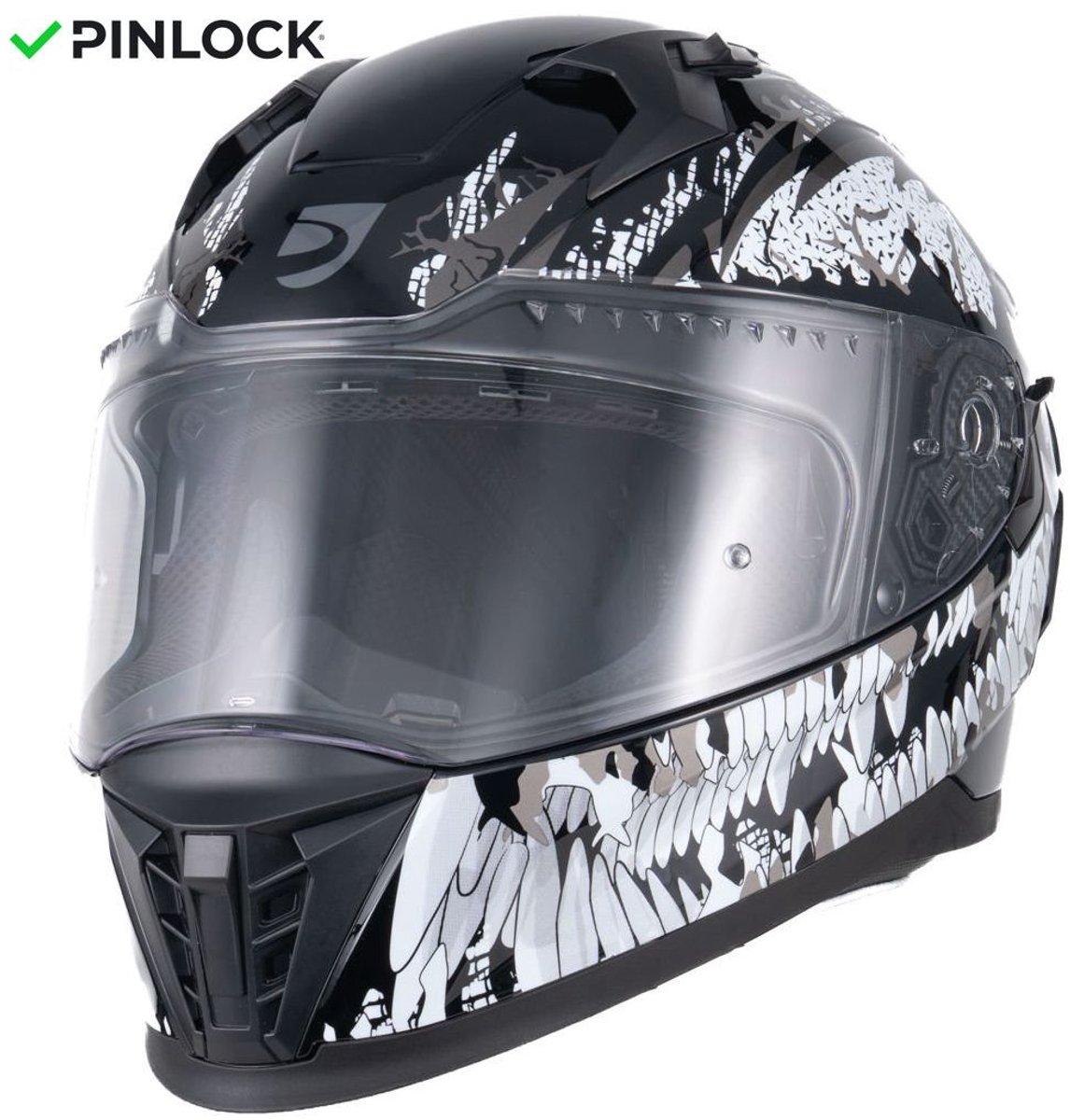MOTOBLOUZ EROS BEEST Integraalhelm - ECE 22.06 gekeurde Helm Scooter, Motor & Brommer - Heren & Dames - Zwart - XS