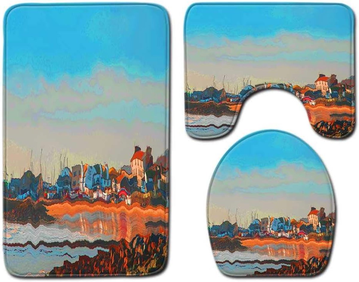 Zicht Driedelige Badkamer Anti-slip Mat, Tapijt, Wc-mat Set, Badkamer Anti-slip Mat, Badkamer Mat 50cmx80cm