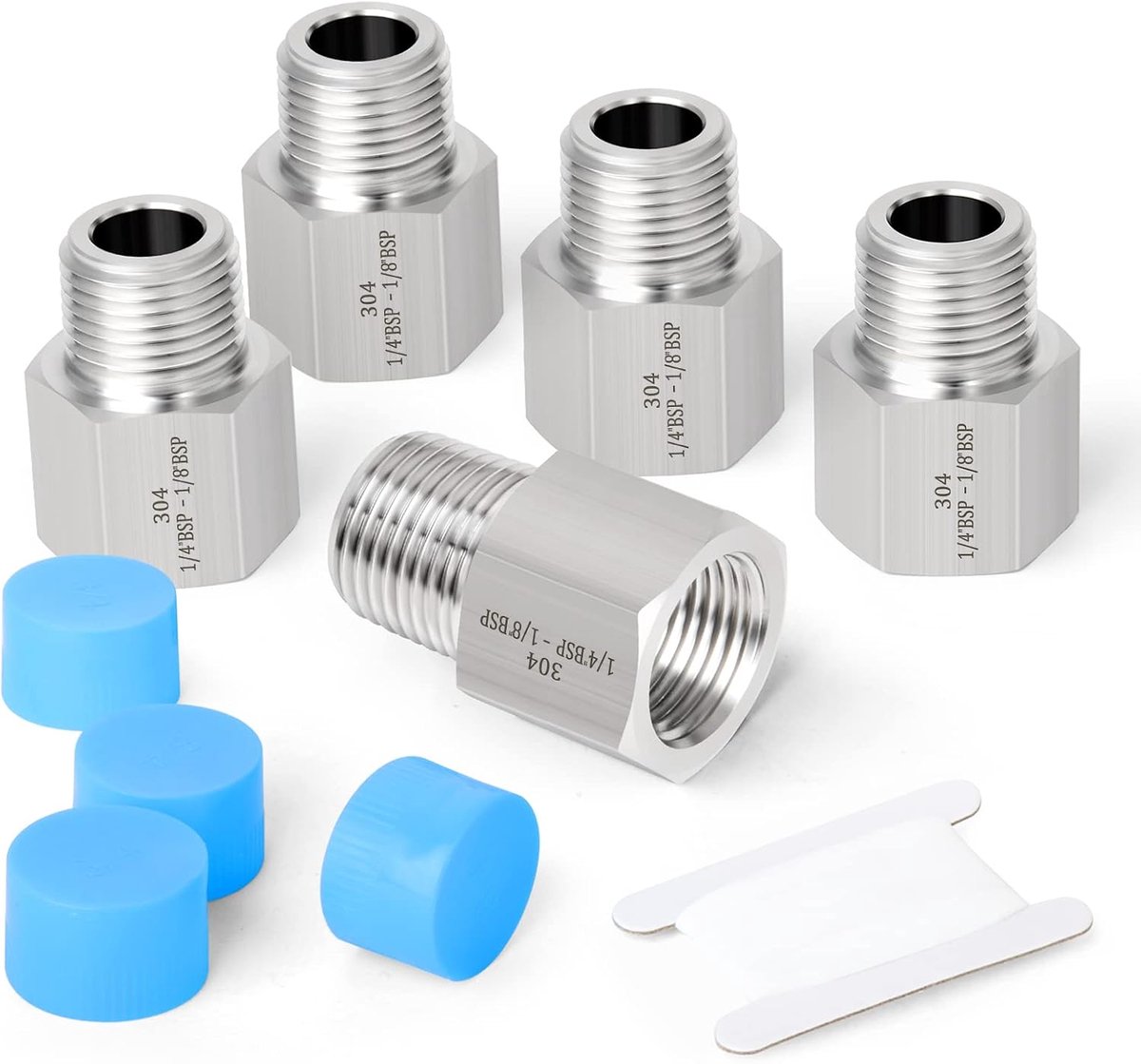 5 Pcs 1/4" Vrouwelijke BSP x 1/8" Mannelijke BSP Draad Gesmeed Rvs Verminderende Hex Connector SUS 304 Buisleidingen