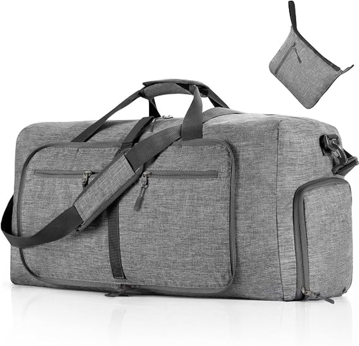 Opvouwbare Reistas 65L - Met Schoenenvak - 600D Polyester - Lichtgewicht & Scheurvast - 5 Vakken - voor Gym & Weekend - 1 Stuk