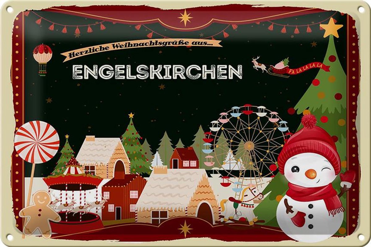 Blechschild Weihnachten Grüße ENGELSKIRCHEN 30x20cm