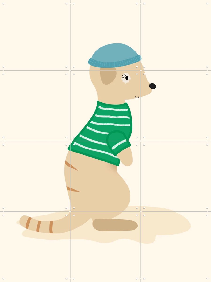 IXXI Stokstaart, Stadse Spruiten | door Miek illustreert - 60 x 80 cm - Gratis ophangtool - Grote wanddecoratie en posters - Speels, Cartoonesk