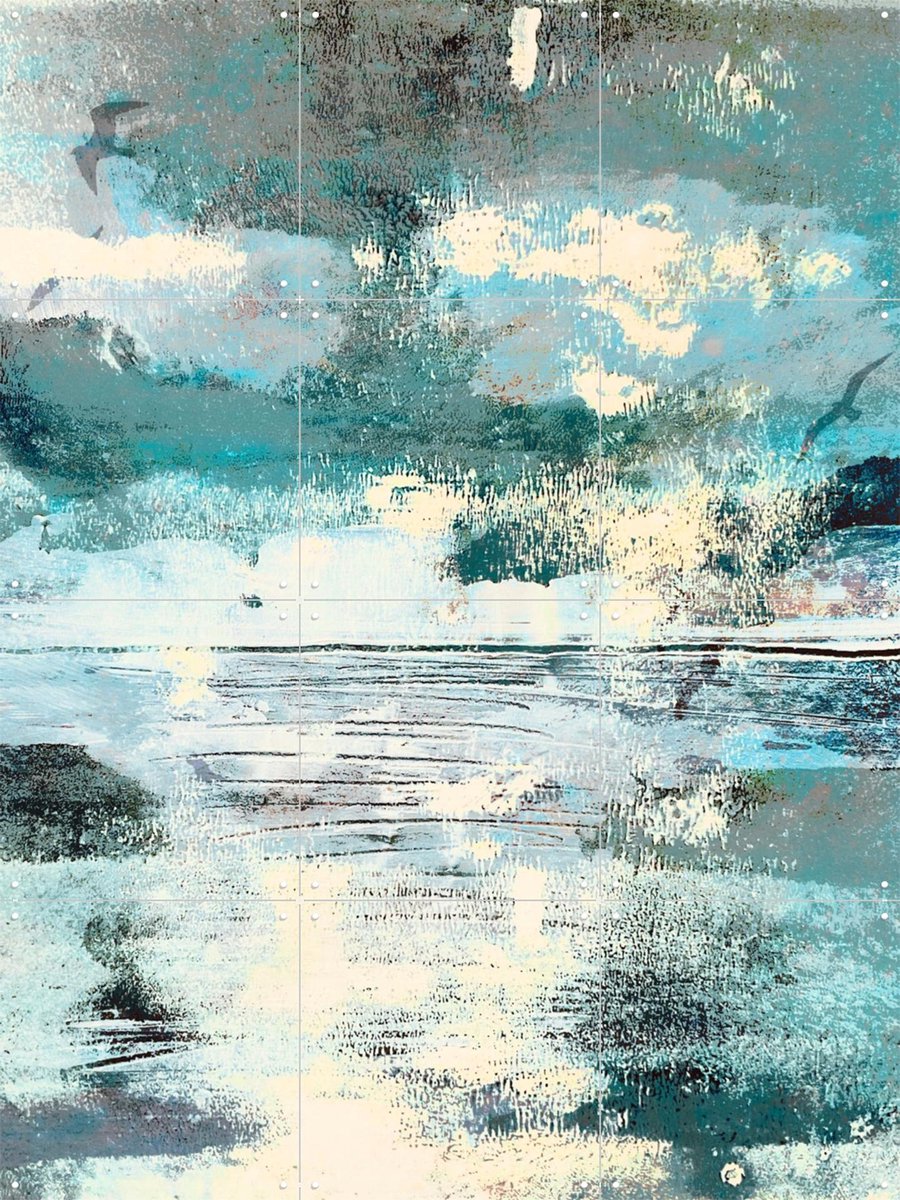 IXXI Birds Flying Over The Lake, RAR Kramer - 60 x 80 cm - Gratis ophangtool - Grote wanddecoratie en posters - Impressionisme, Surrealisme, Aquarel
