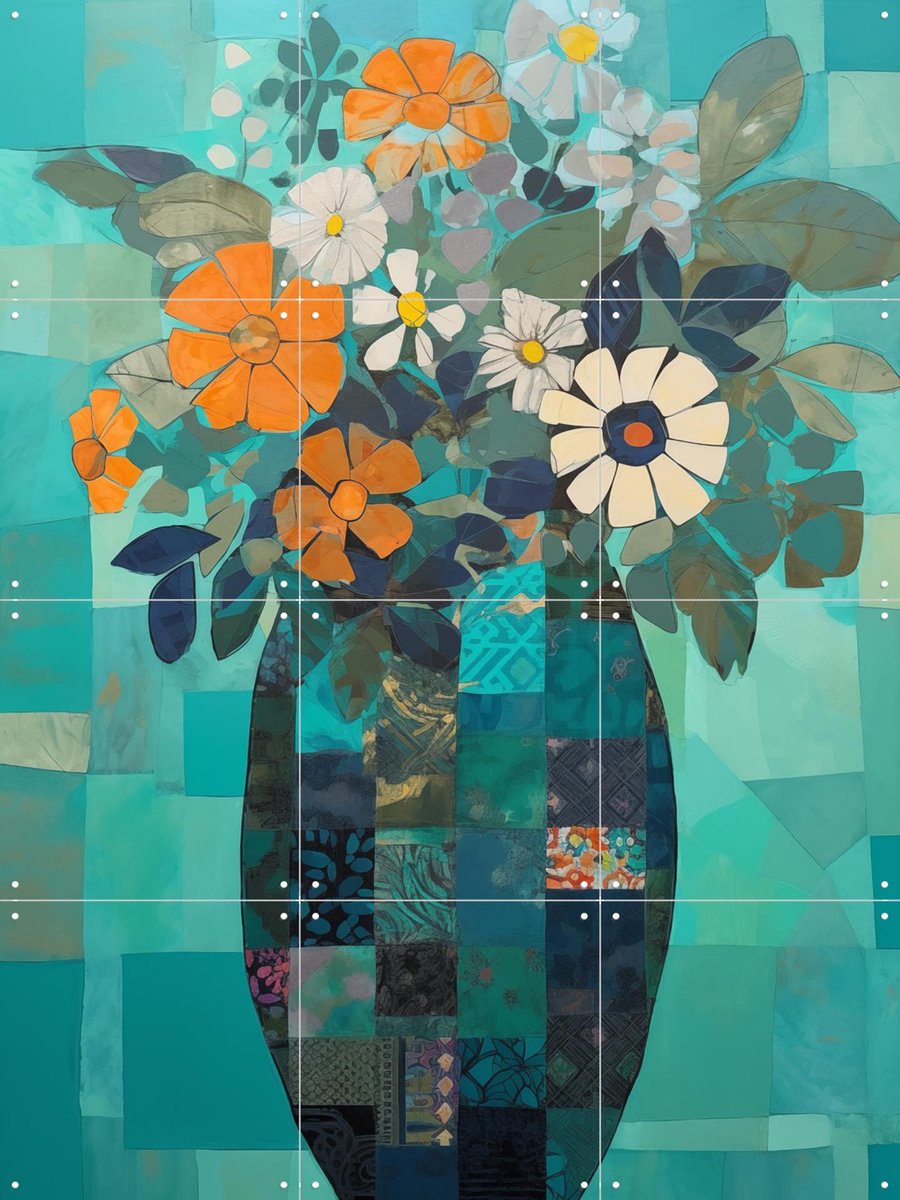 IXXI Abstract Vase, Andreas Magnusson & Various - 60 x 80 cm - Gratis ophangtool - Grote wanddecoratie en posters - Abstract, Gemengde Technieken