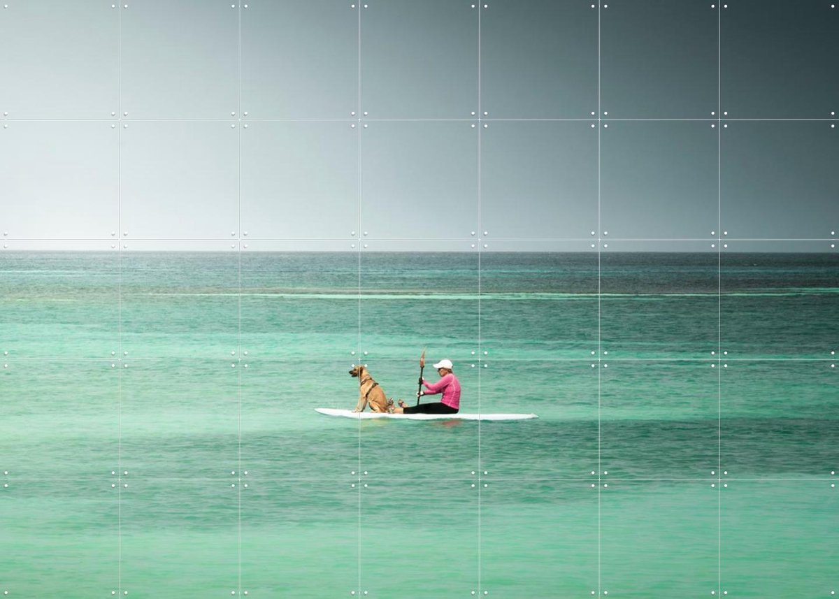 IXXI Paddleboarder On Calm Tropical Waters, Claire Droppert - 140 x 100 cm - Gratis ophangtool - Grote wanddecoratie en posters - Realisme