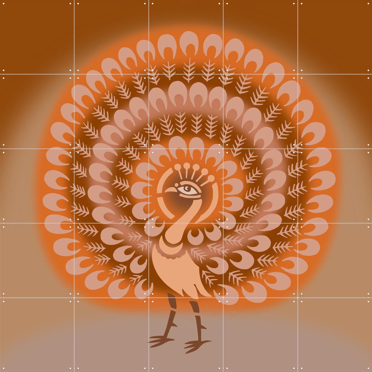 IXXI Peacock, Alejandro B. Canoy - 100 x 100 cm - Gratis ophangtool - Grote wanddecoratie en posters Trap, Woonkamer, Natuur