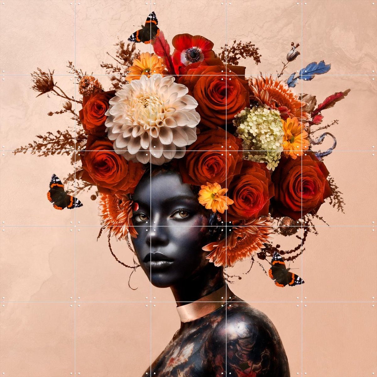 IXXI Copper Siren, Sander van Laar - 100 x 100 cm - Gratis ophangtool - Grote wanddecoratie en posters - Digitale Kunst, Modern, Speels, Gemengde