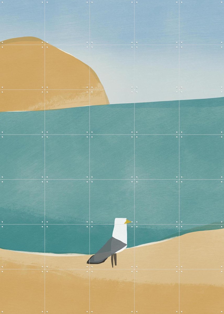 IXXI Seaside Serenity, Little Dean & Various - 100 x 140 cm - Gratis ophangtool - Grote wanddecoratie en posters - Aquarel, Kleurrijk, Speels