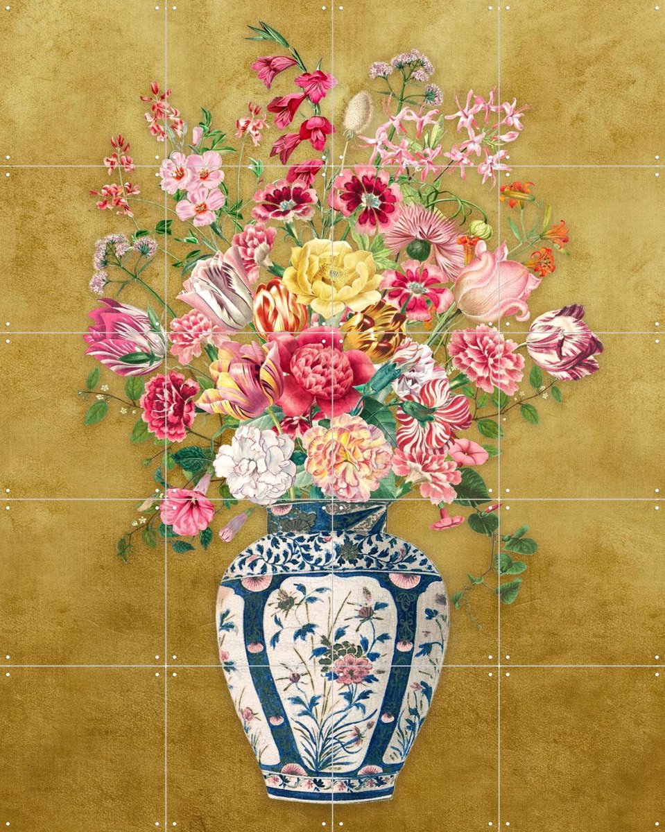 IXXI Vintage Spring Flower Vase, Bloomery Decor - 80 x 100 cm - Gratis ophangtool - Grote wanddecoratie en posters - Decoratieve kunsten, Woonkamer