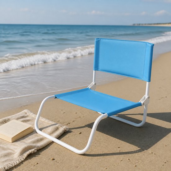 Opvouwbare Strandstoel - Lage Campingstoel - Lichtgewicht - Blauw — afbeelding 3