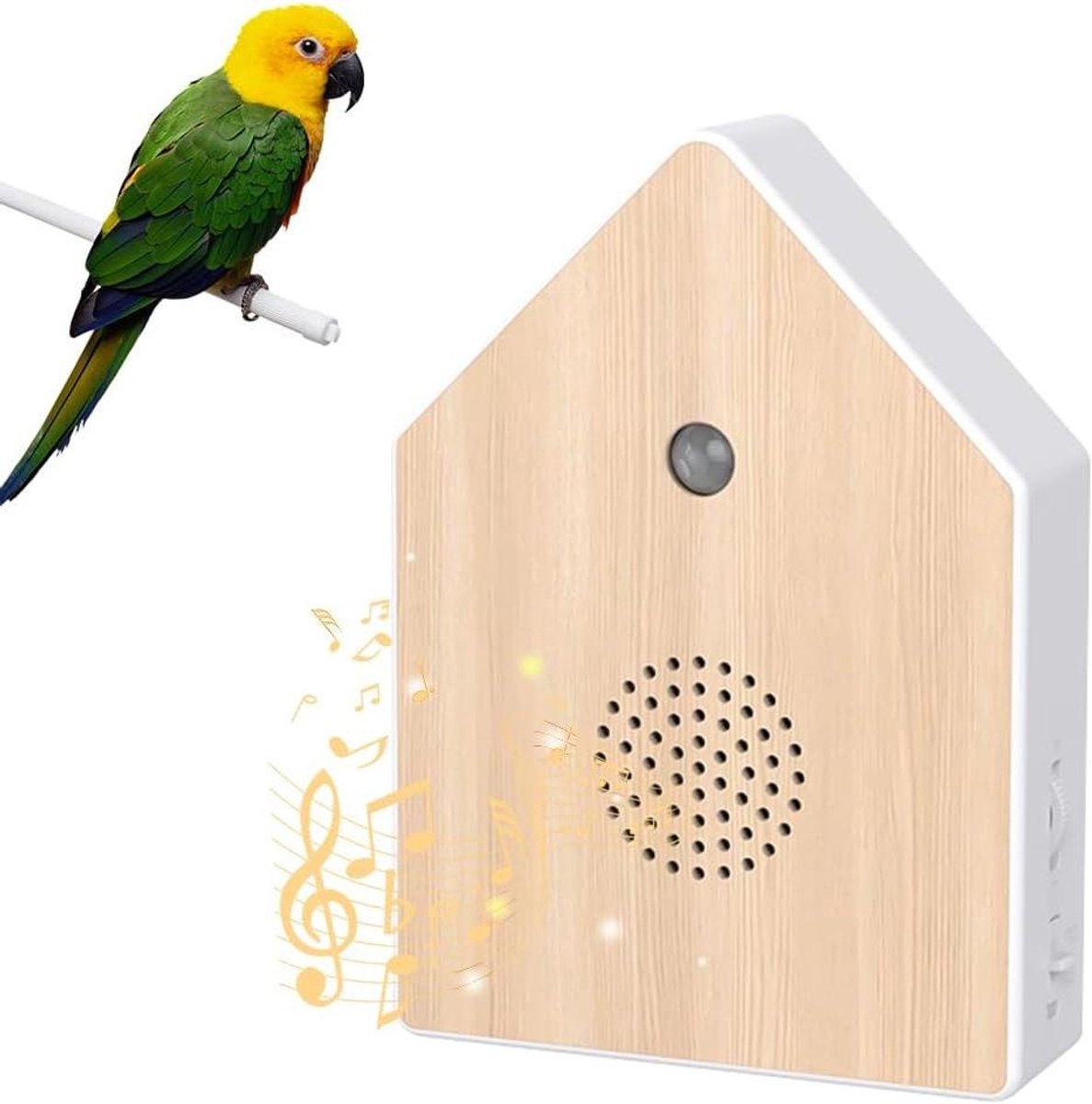 Geluidsbox Vogels - Natuurklank Box - Ontspannen Thuis - Met Ophanghaak - 15.6 x 11.2 x 3.9 cm - Houtkleur