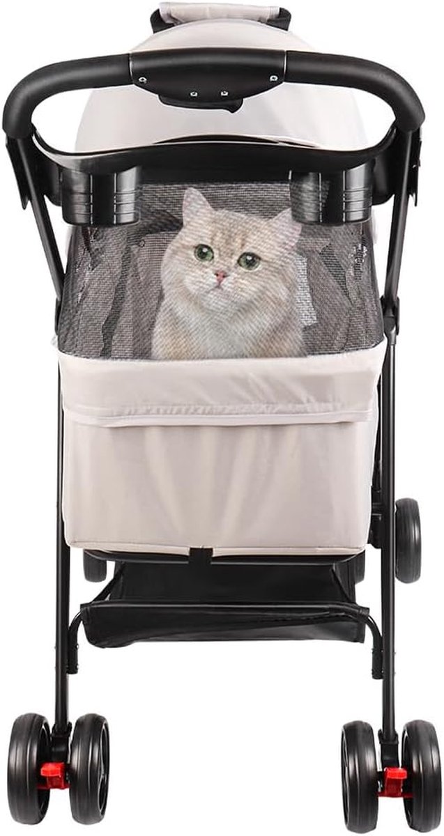 Hondenbuggy - Dierenwagen Kattenbuggy - Reizen met huisdier - 360 graden wielen - 50 x 65 x 99 cm - Grijs