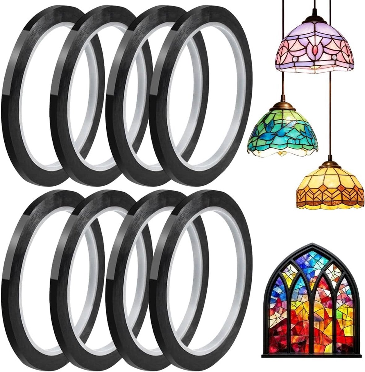 50 m Pet loodlijnen voor gekleurd glas, dunne stroken van gekleurd glas, 3 mm breed, elastisch, flexibel, zwarte lijn, zelfklevend, voor zonnevanger, galerij, schilderraam