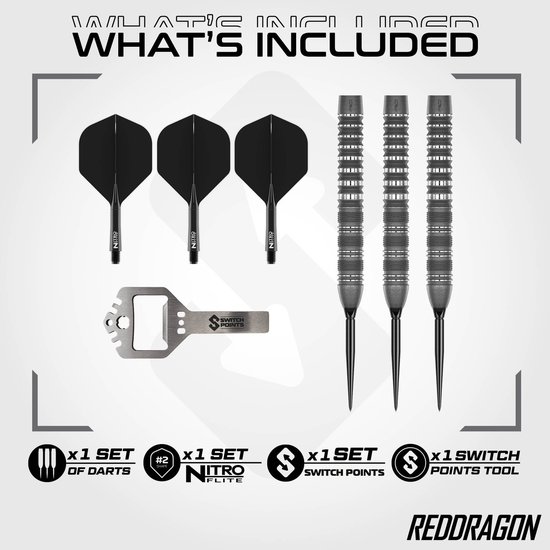 Red Dragon Sable Grey Parallel Switch Point 90% Dartshopper Exclusives - Dartpijlen van Red Dragon — afbeelding 4