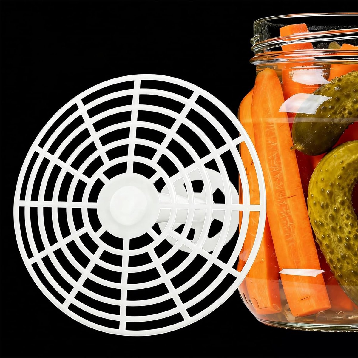 fermentatiegewicht, fermentatiegewicht voor inmaakpotten, diameter 15 cm, universeel fermentatiedeksel, rond fermentatiegewicht voor 2,5 - 4 kg, met hefstang