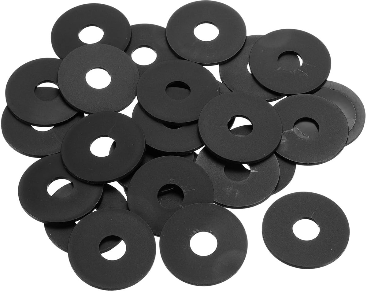 25 stuks nylon sluitringen, 12 mm ID 40 mm OD 2 mm dikke platte schijf, kunststof afstandhouders voor schroeven, bouten, tuinkraan, sanitaire reparatie, zwart