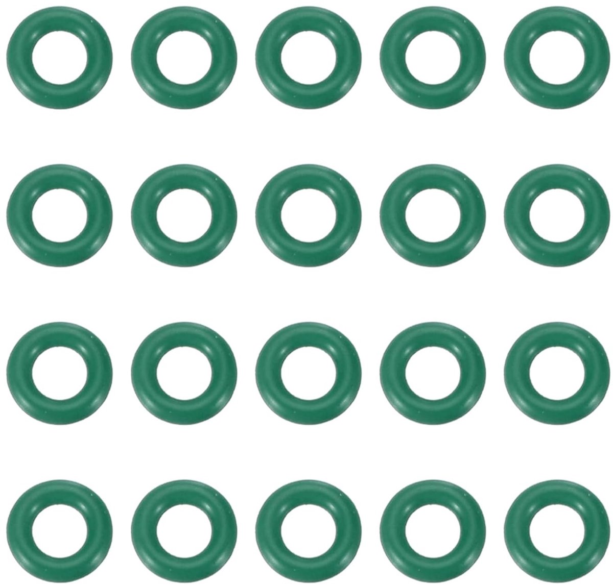 O-ring van gefluoreerd rubber, 6 mm OD, 3 mm ID, 1,5 mm breedte, 20 stuks afdichting, Fkm, metrisch, reserveonderdeel voor hydraulische slangen, kranen, groen