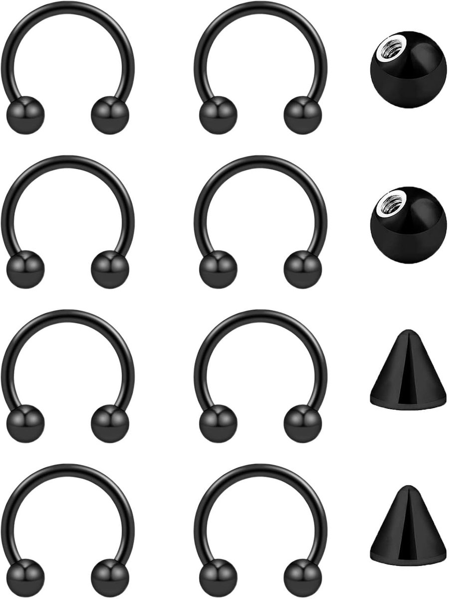 neus lip septum ring 16G roestvrij staal ronde barbell piercing wenkbrauw helix kraakbeen oorbellen daith rook sieraden piercing 6/8/10/12/14 mm