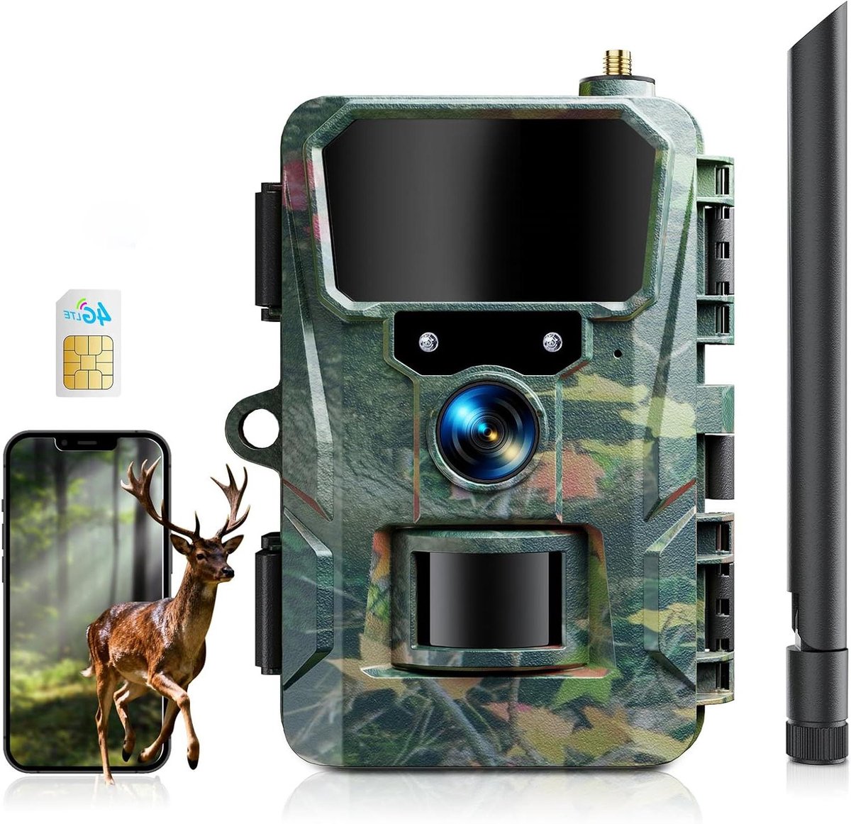 Mobiele Wildcamera - 4G Trailcamera - Natuur Observatie - Snelle Trigger - 2K 36MP - Camouflage