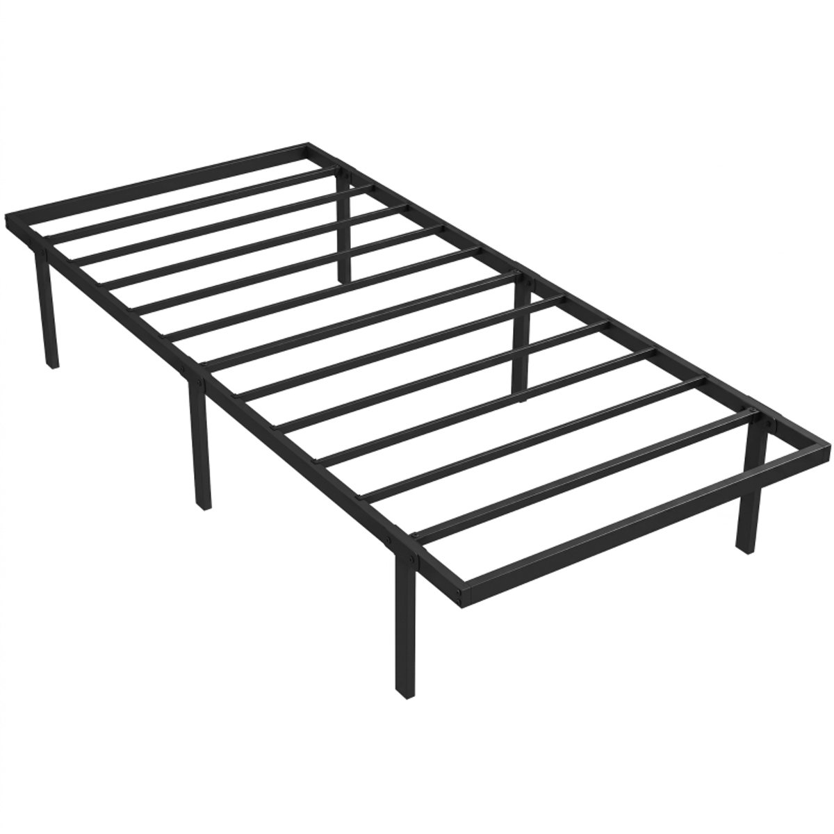 Metalen bedframe 90 x 200 cm - Met opbergruimte - Met lattenbodem - Met hoofdbord - Metaal - Zwart