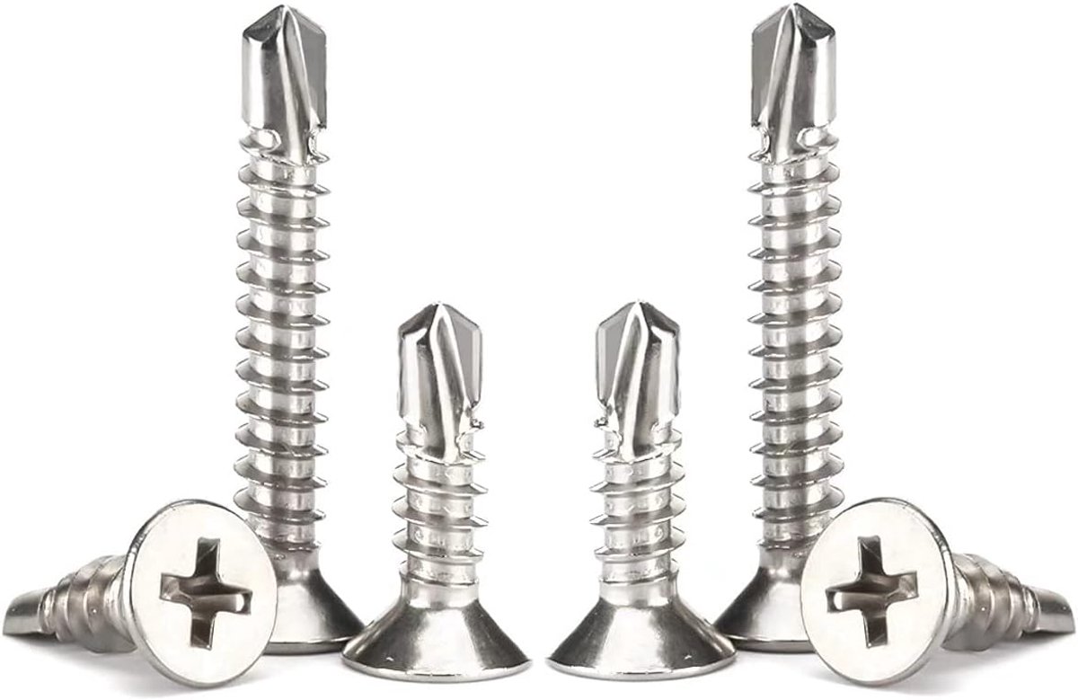 Zelfborende Schroeven Boren Eindstuk Schroef Verzonken Hoofd Schroeven voor Plaatwerk Bevestiging M5.5×25mm,20 pcs