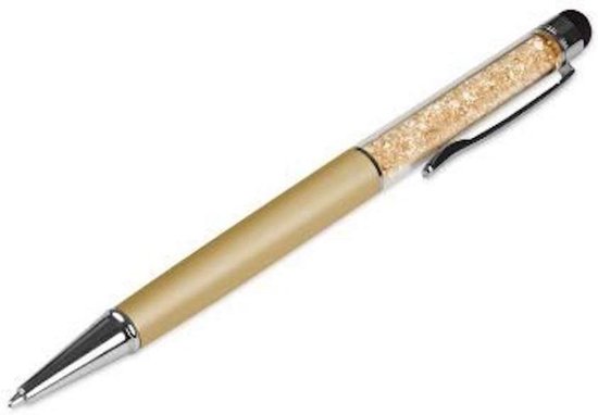 capacitieve 2-in-1 touchscreen-pen en balpen met kristallen. Pen zakje en pen navulling inbegrepen (latte) — afbeelding 2
