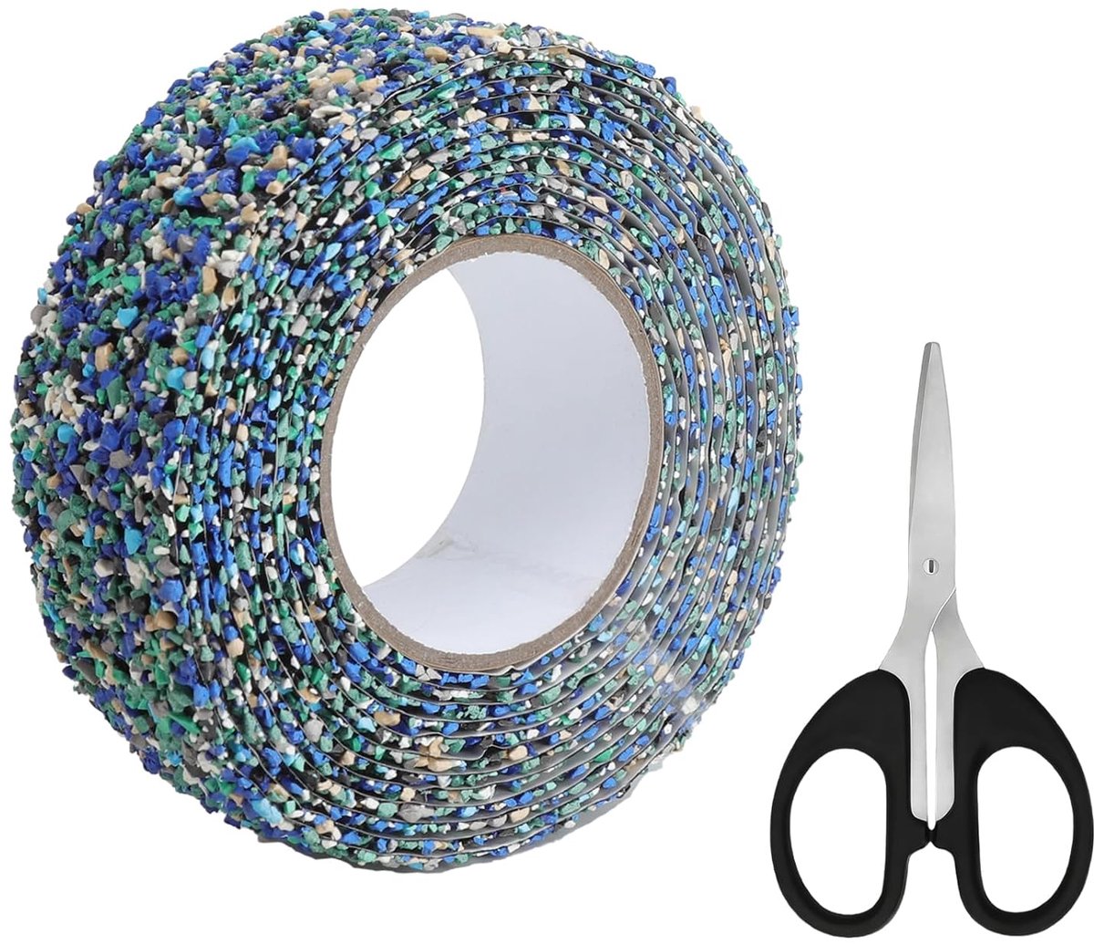 antislipband, 50 mm x 5 m, zelfklevende rubberen wrijvingsband met kleine schaar, antislip plakband voor trappen, douchecabines, zwembaden, watertanks en vochtige ruimtes (blauw)