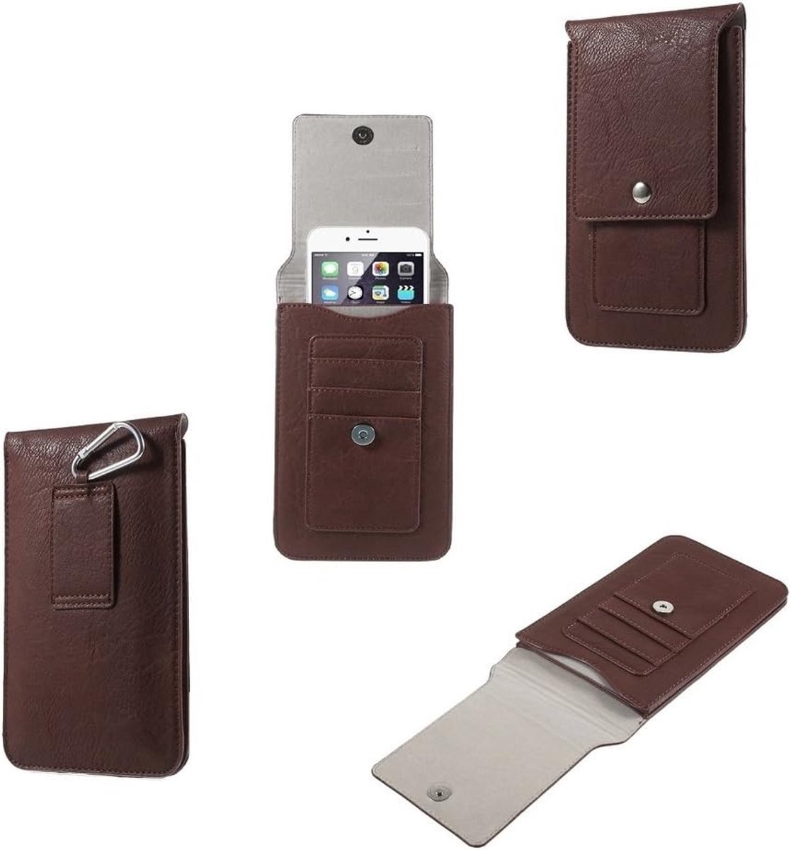 Case Cover Premium Synthetisch Leer Verticaal en Kaartsleuven voor Wiko Darkside - Bruin