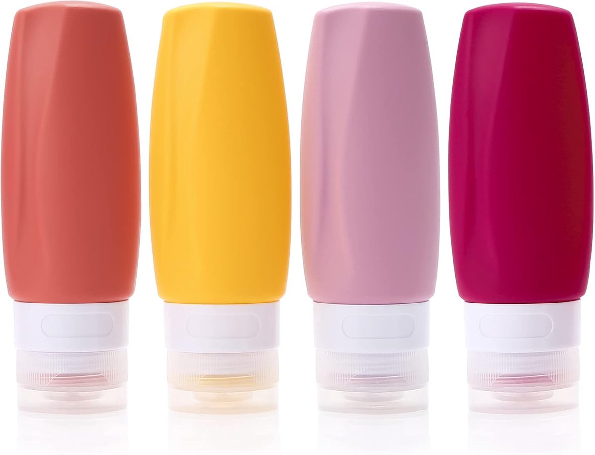 Reisflessen BPA-vrij 90 ml, Tsa goedgekeurde siliconen reisfles lekvrije navulbare draagbare knijpbare lege toiletbenodigdheden voor lotion