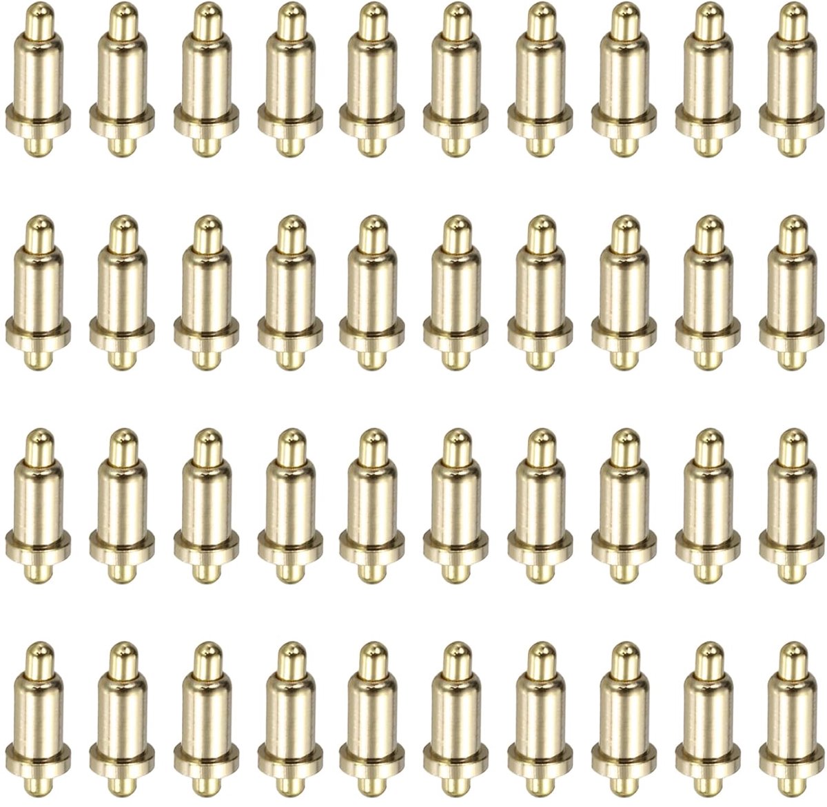 40 stuks gouden veerpennen, 5 mm, met veer, stroomtestpennen met dubbele veer en koperen afdekking, vervanging voor connectoren
