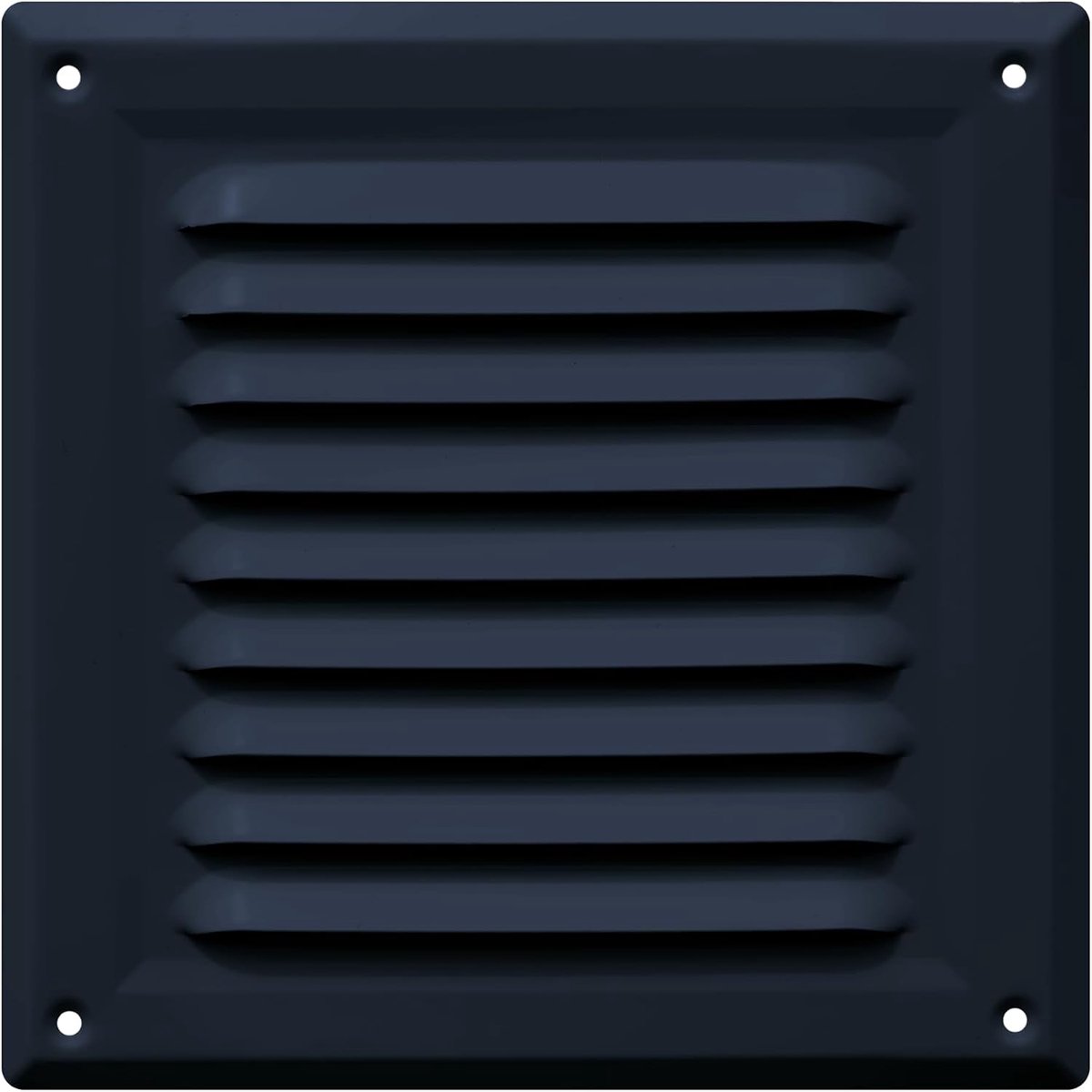- Staal - 17 x 17cm - Zwart - Ventilatierooster met insectenhor - Buitenrooster - Gevelrooster - Luchtrooster - Muurrooster - 7016 Antraciet Glanzend