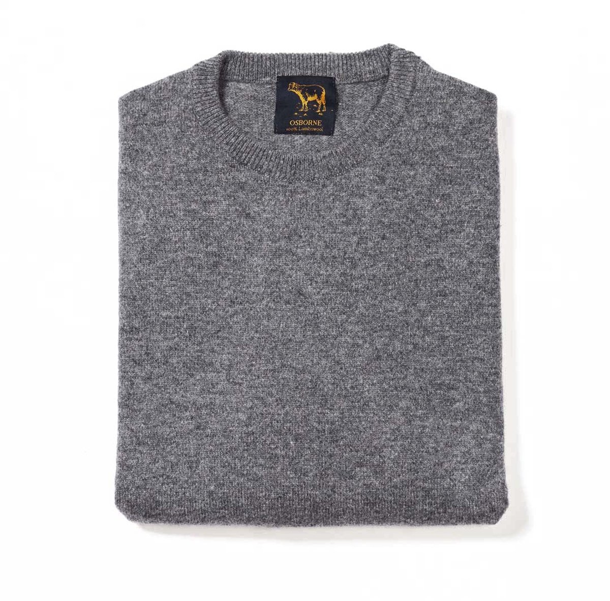 Osborne Knitwear Trui met ronde hals - Sweater heren in Lamswol - Pullover Heren - Grey Mix - 2XL