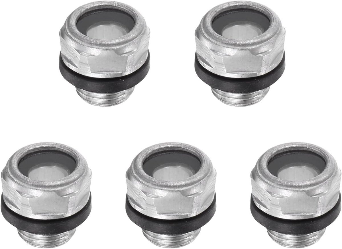 sourcing map 5 stuks luchtcompressor olieweergave kijkglas M10x1mm aluminium vloeistofindicator